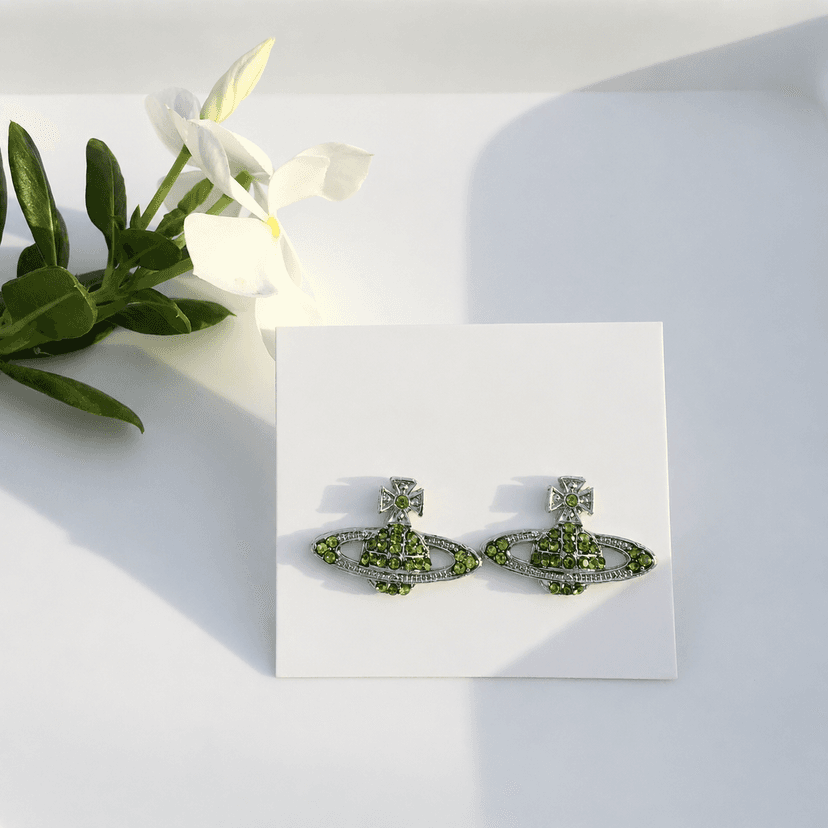 Vivienne Westwood Style Green Stud Earrings